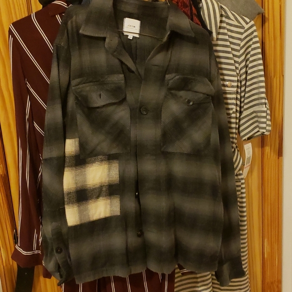 Joe's jeans mens small - mei mixed plaid trim fit shirt - Picture 2 of 3